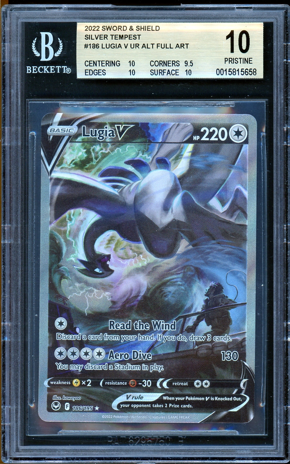 [BGS 10 - PRISTINE] LUGIA V #186 - Alternate Full Art - Silver Tempest (2022)