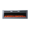 Premium 50/60 Inch Electric Wall-Mounted Fireplace Insert with Stainless Steel Surface & 12 Dynamic Flame Modes (50 Inch / Silver)