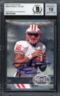 Russell Wilson Autographed 2012 Fleer Retro Metal Rookie Card #M-63 Seattle Seahawks Auto Grade Gem Mint 10 Beckett BAS #13315345