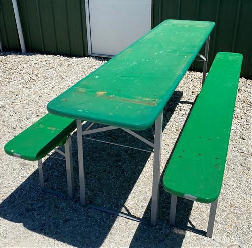 German Oktoberfest Beer Garden Table & Bench, Vintage Green Outdoor Set G52