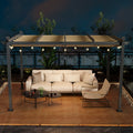 10 x 13 Feet Outdoor Aluminum Retractable Pergola Canopy Shelter (Gray)