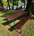 German Oktoberfest Beer Garden Table & Bench, Vintage Brown Outdoor Set A2