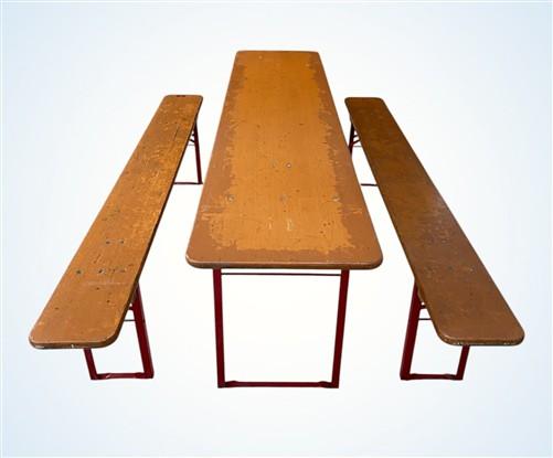 German Oktoberfest Beer Garden Table & Bench, Vintage Honey Brown Outdoor Set H12
