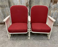 2 Theater Seats, Vintage Red Upholstered Tip-Up Cinema Auditorium Seating, A38