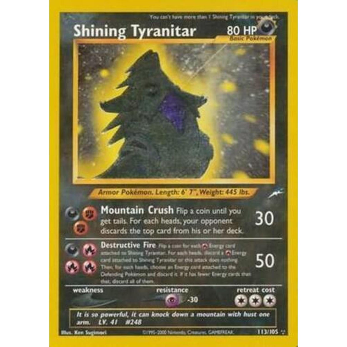 Shining Tyranitar [Neo Destiny]  - Unlimited Holofoil (Moderately Played)