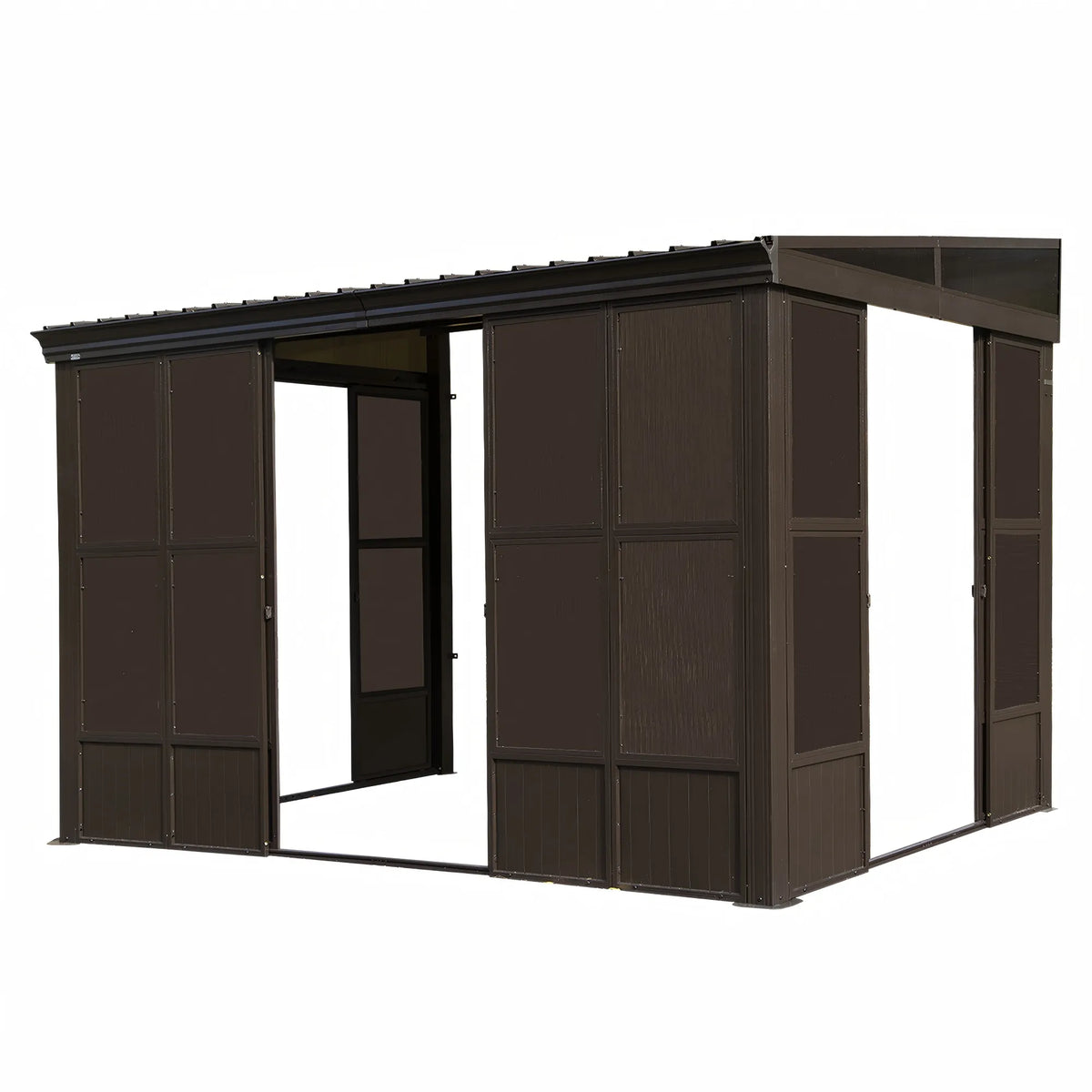 SolVista Wall-Mounted Sunroom with Galvanized Steel Roof, Aluminum Frame Enclosed Patio Room for All-Season Outdoor Living (8X12 FT)