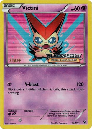 Victini - 43/101 (Prerelease) [Staff] 43 - Black and White Promos Holofoil (Near Mint)