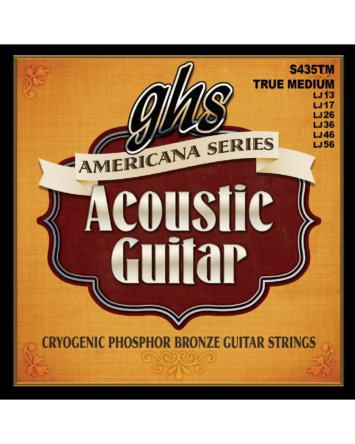 GHS S435TM Americana Phosphor Bronze Acoustic Guitar Strings, True Medium
