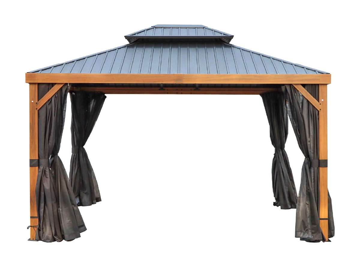 Gazebo Penguin Yosemite Gazebo 10'x12' Aluminum Frame Wood Finish