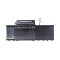 Castelle Flame 43-Inch 6-Burner 85K BTU Stainless Steel Outdoor BBQ Kitchen Island Grill With Wine Cooler, Rotisserie, And Sink (SAK19476) (Silver / Liquid Propane)