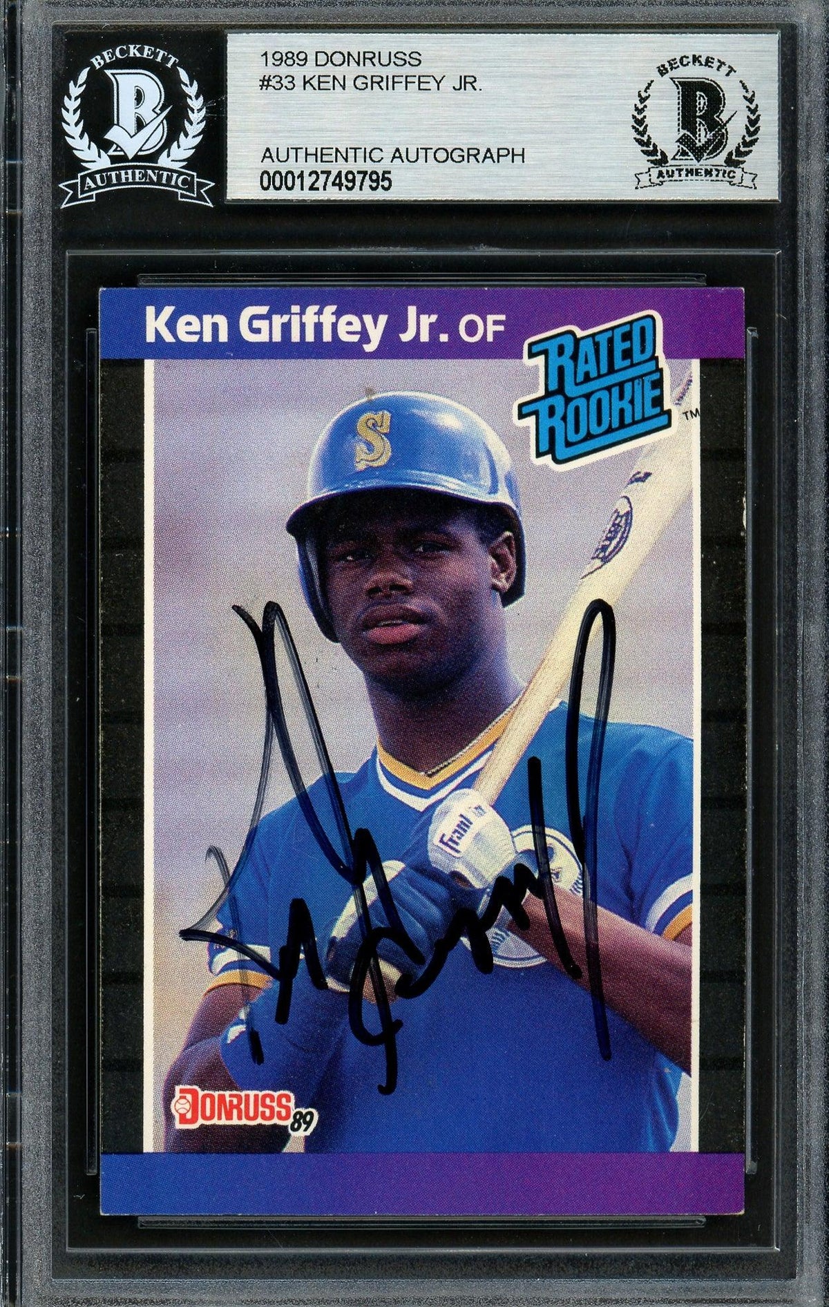 Ken Griffey Jr. Autographed 1989 Donruss Rookie Card #33 Seattle Mariners Rookie Vintage Signature Beckett BAS #12749795