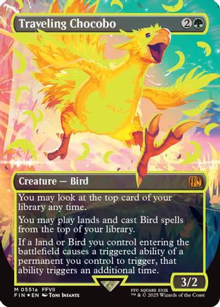 Traveling Chocobo (Borderless) (Neon Ink Yellow) (FIN-511A) - FINAL FANTASY Foil (Near Mint)