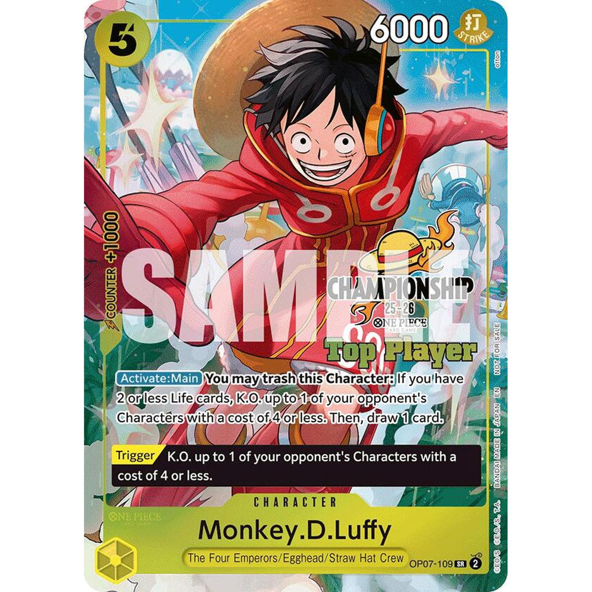 Monkey.D.Luffy (CS 25-26 Top Player Pack) (OP07-109) [One Piece Promotion Cards]  Foil (NM/LP Foil)