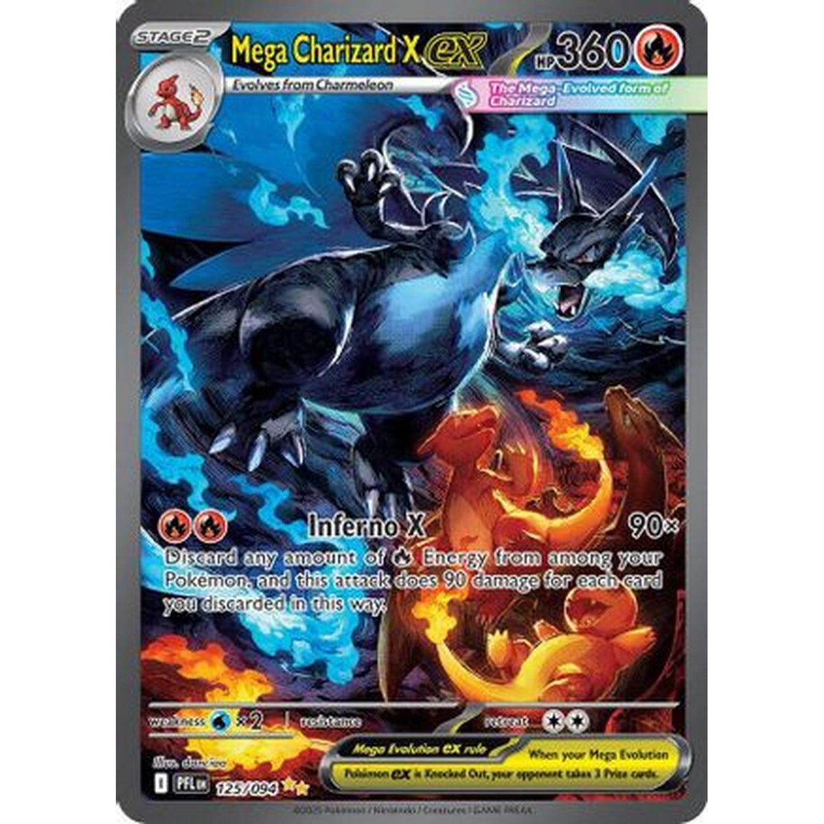 Mega Charizard X ex 125/094 [ME02 Phantasmal Flames]  - Holofoil (Lightly Played Holofoil)