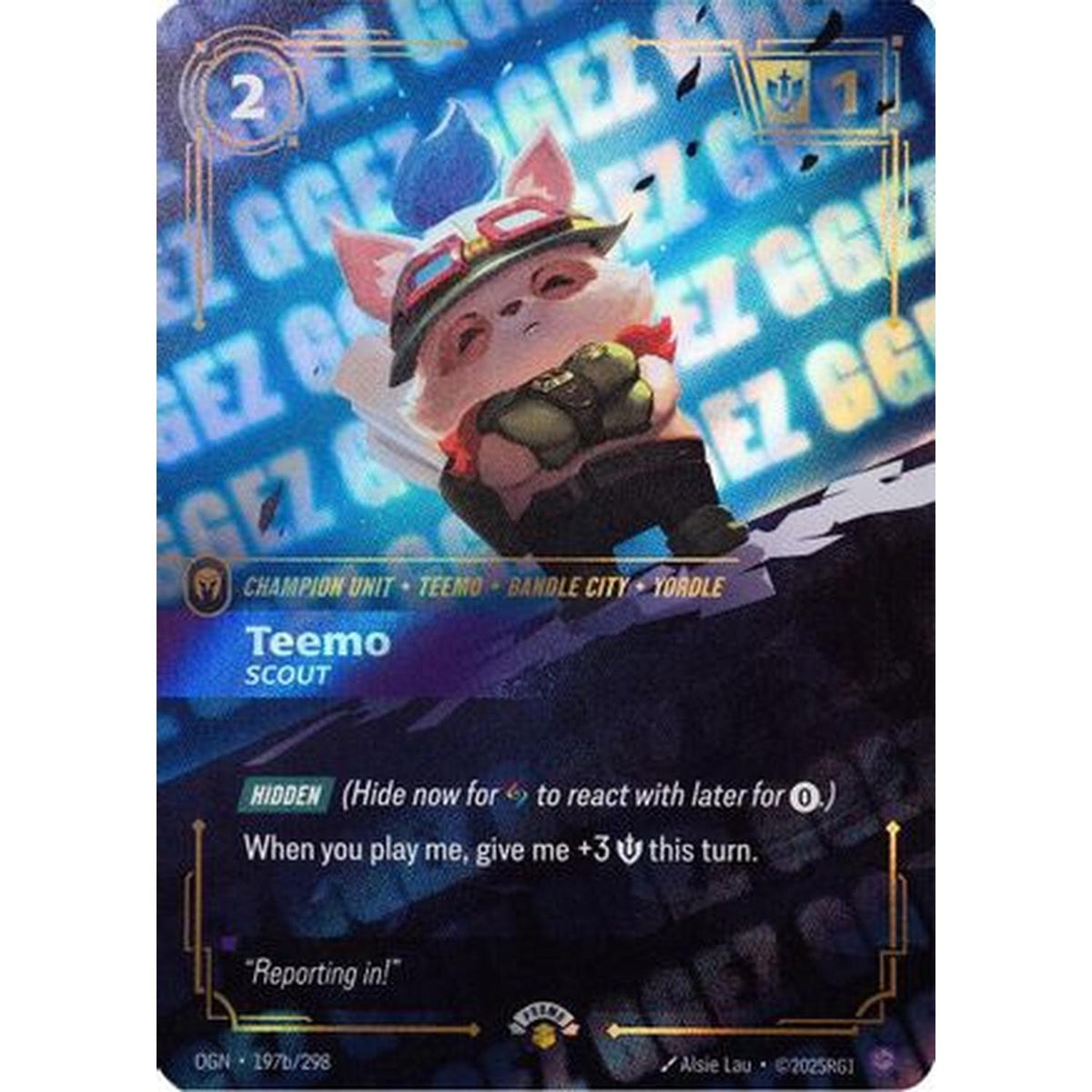 Teemo - Scout (GG EZ) (197b/298) [Riftbound Organized Play Promotional Cards] Foil (Lightly Played)