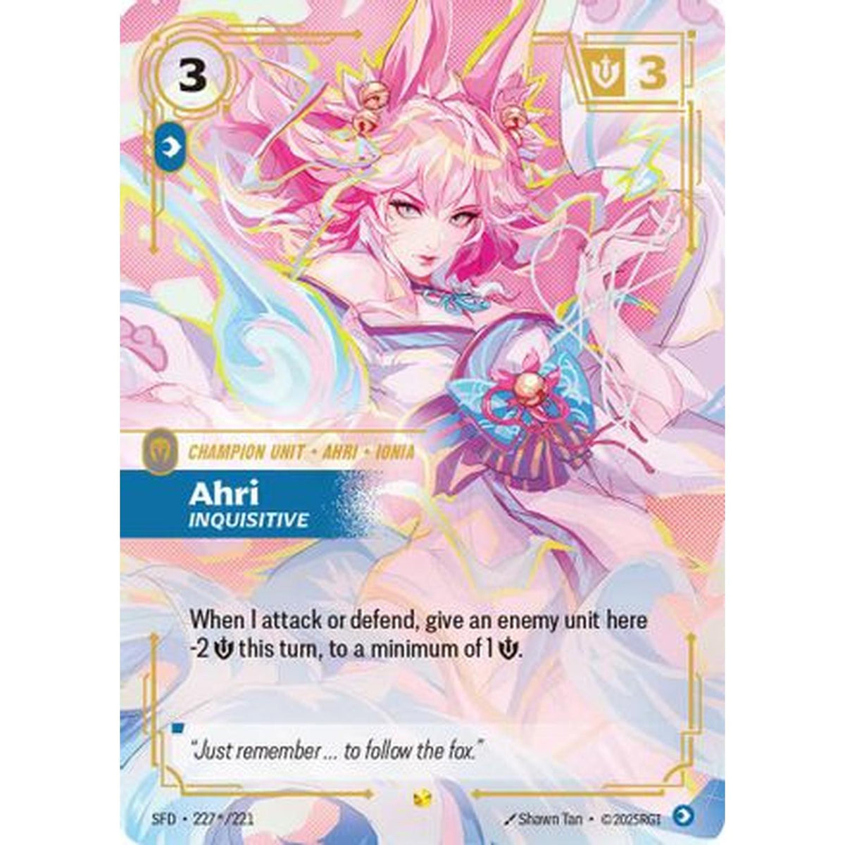 Ahri - Inquisitive (Signature) (227*/221) [Spiritforged] Foil (Damaged)