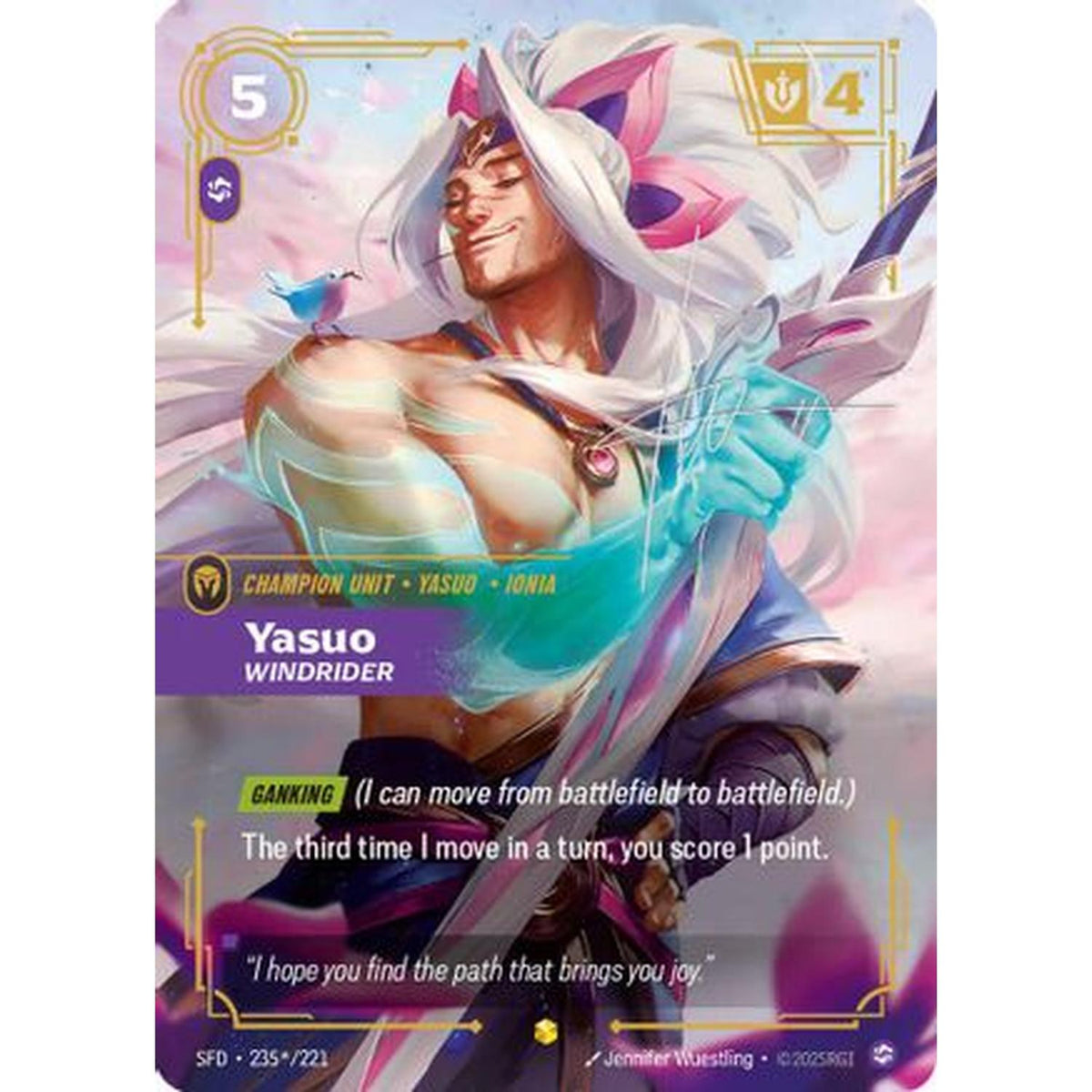 Yasuo - Windrider (Signature) (235*/221) [Spiritforged] Foil (Lightly Played)