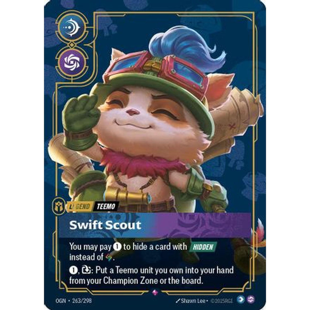 Teemo - Swift Scout (Metal) (263/298) [Riftbound Organized Play Promotional Cards] Foil (Heavily Played)