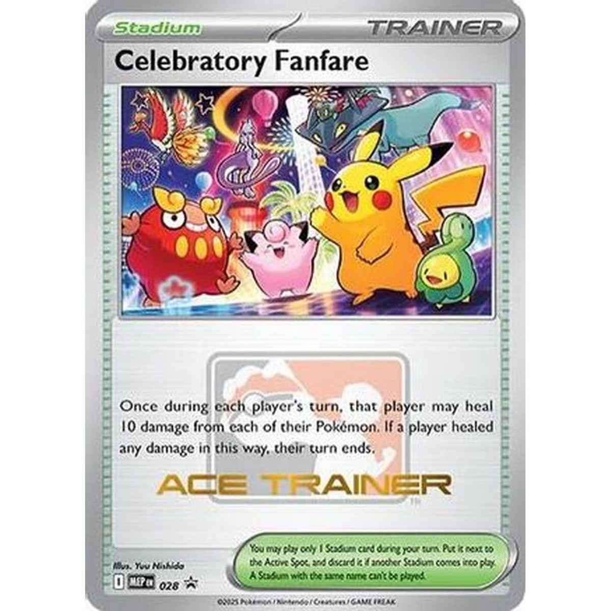 Celebratory Fanfare (Ace Trainer) 028 [ME Mega Evolution Promo] (Heavily Played)