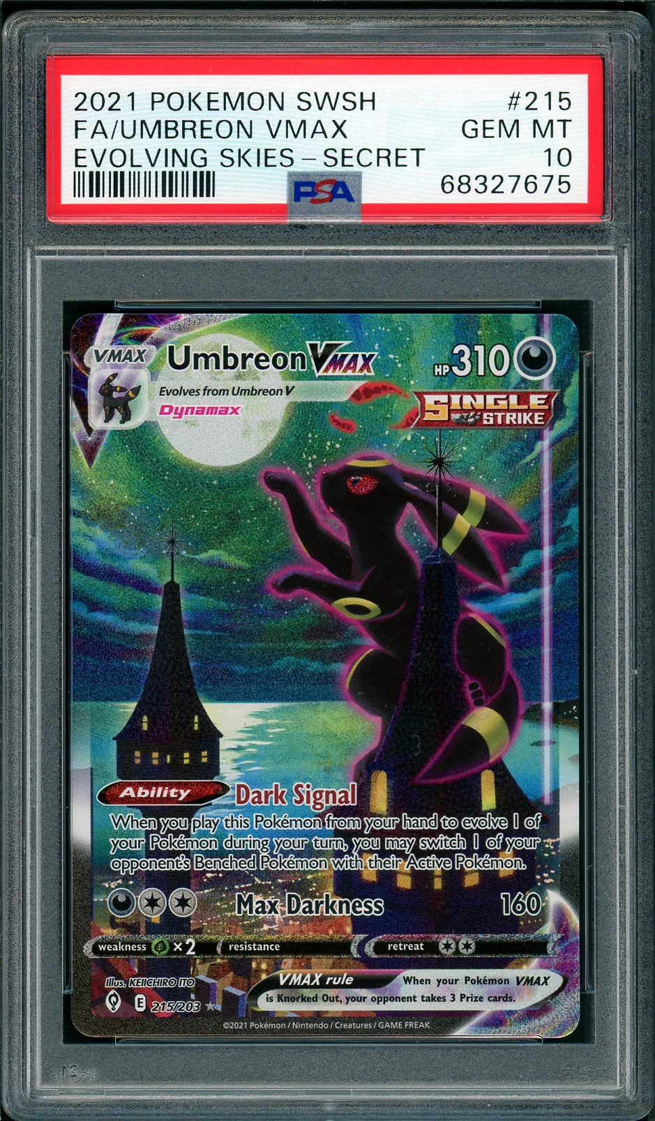 [PSA 10 - GEM MT] UMBREON VMAX #215 - Evolving Skies (2021)