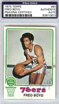 Fred Boyd Autographed 1973 Topps Card #91 Philadelphia 76ers PSA/DNA #83810872