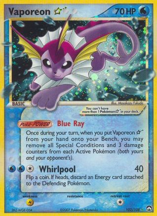 Vaporeon ★ 102/108 - Power Keepers Holofoil (Moderately Played)