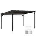 10' x 14' Wall-Mounted / Free Standing Outdoor Pergola with Polycarbonate Roof, Dark Grey
