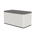 120 Gal. 45.67''x23.62''x22.99'' White Resin Lockable Waterproof Deck Box for Cushions, Garden Tools