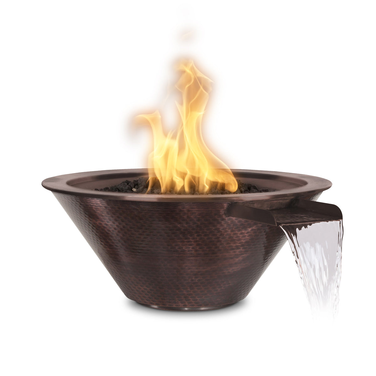 The Outdoor Plus Cazo Fire & Water Bowl - Hammered Copper (24" / Match Lit Ignition)