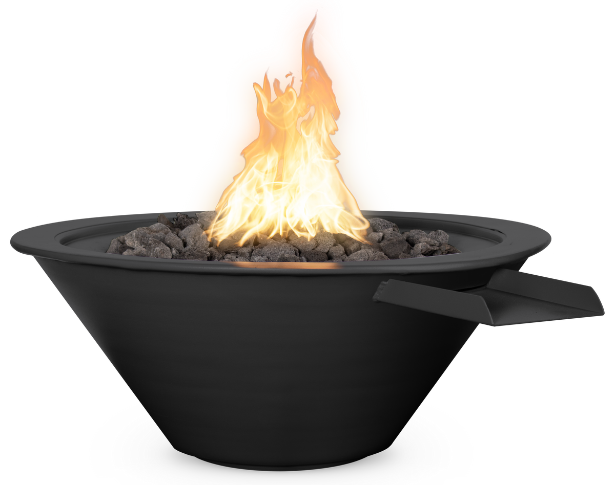 The Outdoor Plus Cazo Fire & Water Bowl - Metal Powder Coat (36" / Match Lit with Flame Sense Ignition (LC Certified) / Silver Vein)