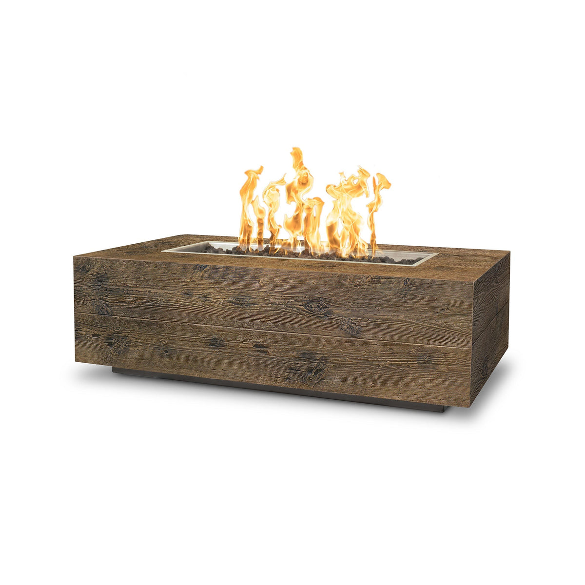 The Outdoor Plus Coronado Fire Pit - GFRC Wood Grain (96" / Match Lit with Flame Sense Ignition (LC Certified))