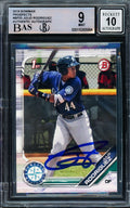 Julio Rodriguez Autographed 2019 1st Bowman Paper Rookie Card #BP33 Seattle Mariners BGS 9 Auto Grade Gem Mint 10 Beckett BAS Stock #211841