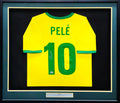 CBD Brazil Pele Autographed Framed Yellow Jersey Beckett BAS Stock #212663