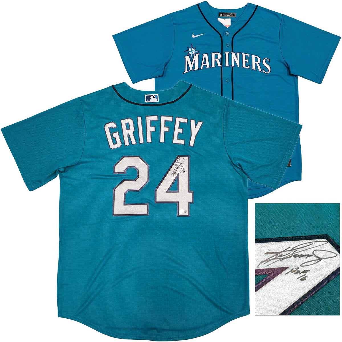 Seattle Mariners Ken Griffey Jr. Autographed Teal Nike Jersey Size L "HOF 16" Beckett BAS Witness