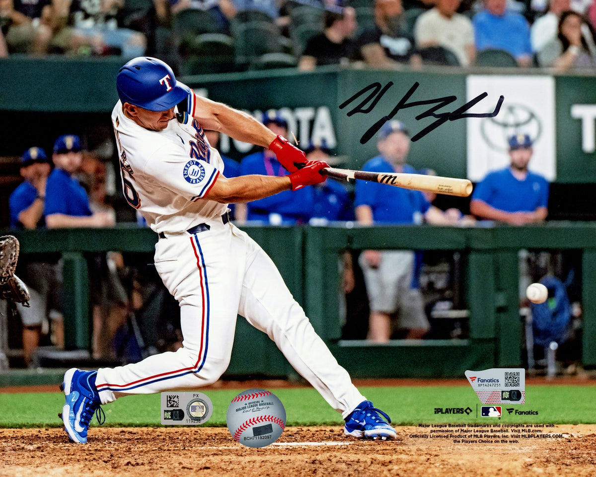 Wyatt Langford Autographed 8x10 Photo Texas Rangers Debut Hit Fanatics & MLB Holo