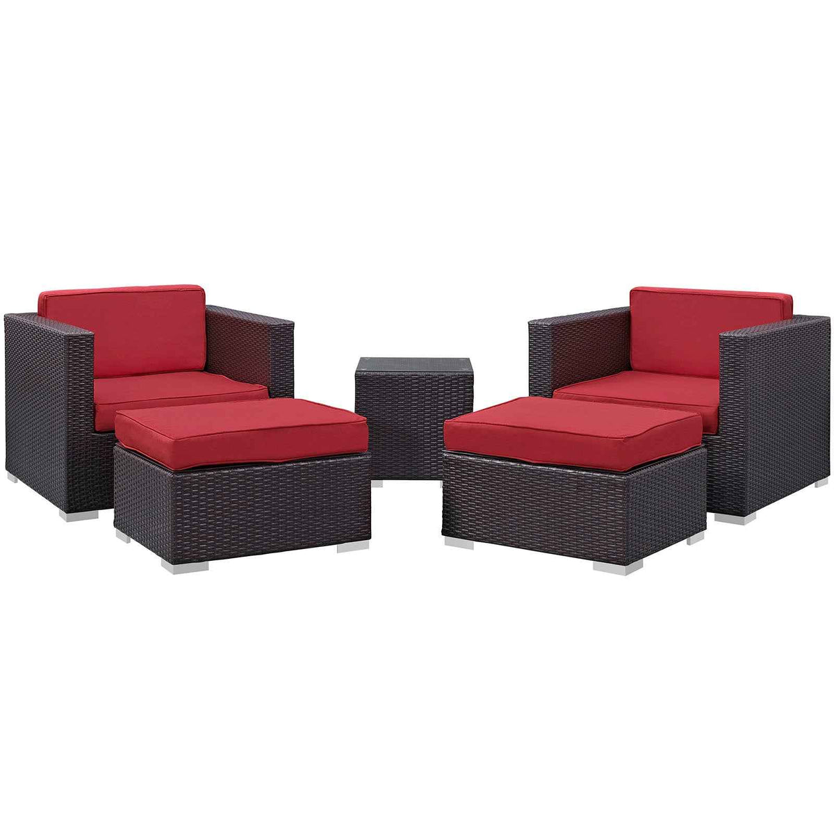 Modway Convene Outdoor Sectional Set - 5-Piece Patio Furniture for Ultimate Comfort (Orange)