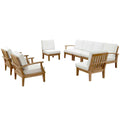 Patio Teak Sectional Set - Patio Elegance Marina 8-Piece Outdoor Teak Sectional Set by Modway (Natural Navy)
