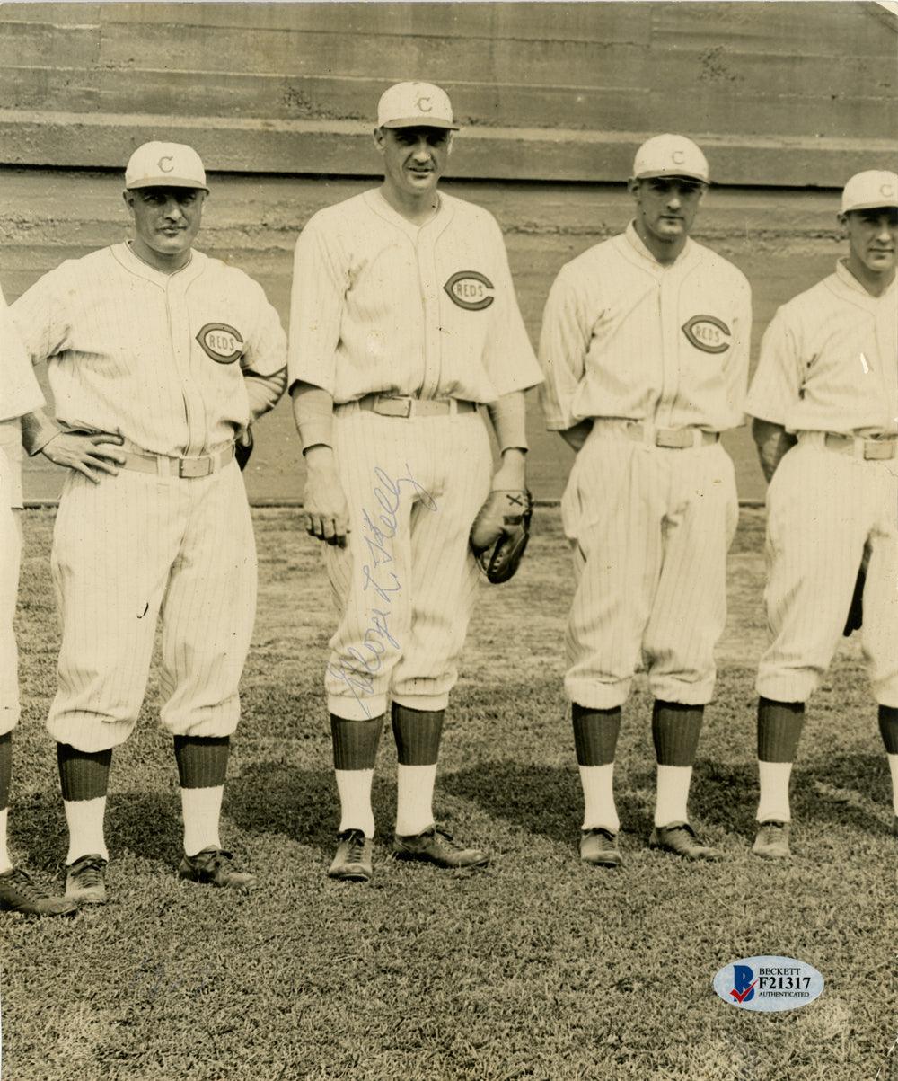 George Kelly Autographed 8x9.5 Photo Cincinnati Reds Beckett BAS #F21317