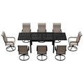 9-Piece Metal Patio Dining Set with Extendable Table & Swivel Chairs – Outdoor Dining Set for Patio, Deck & Garden