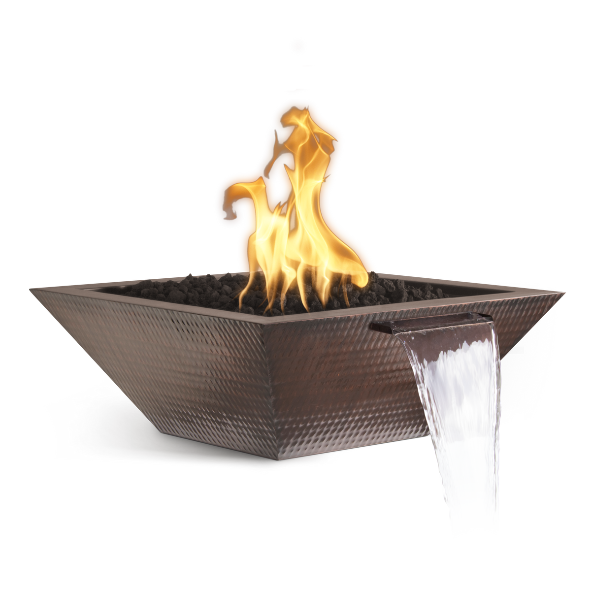The Outdoor Plus Maya Fire & Water Bowl - Hammered Copper (24" / Match Lit Ignition)