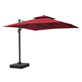 Square Cantilever Patio Umbrella with LED Lights, Aluminum Frame Outdoor Umbrella (Bluetooth Audio Atmosphere Light + Base / Gray)