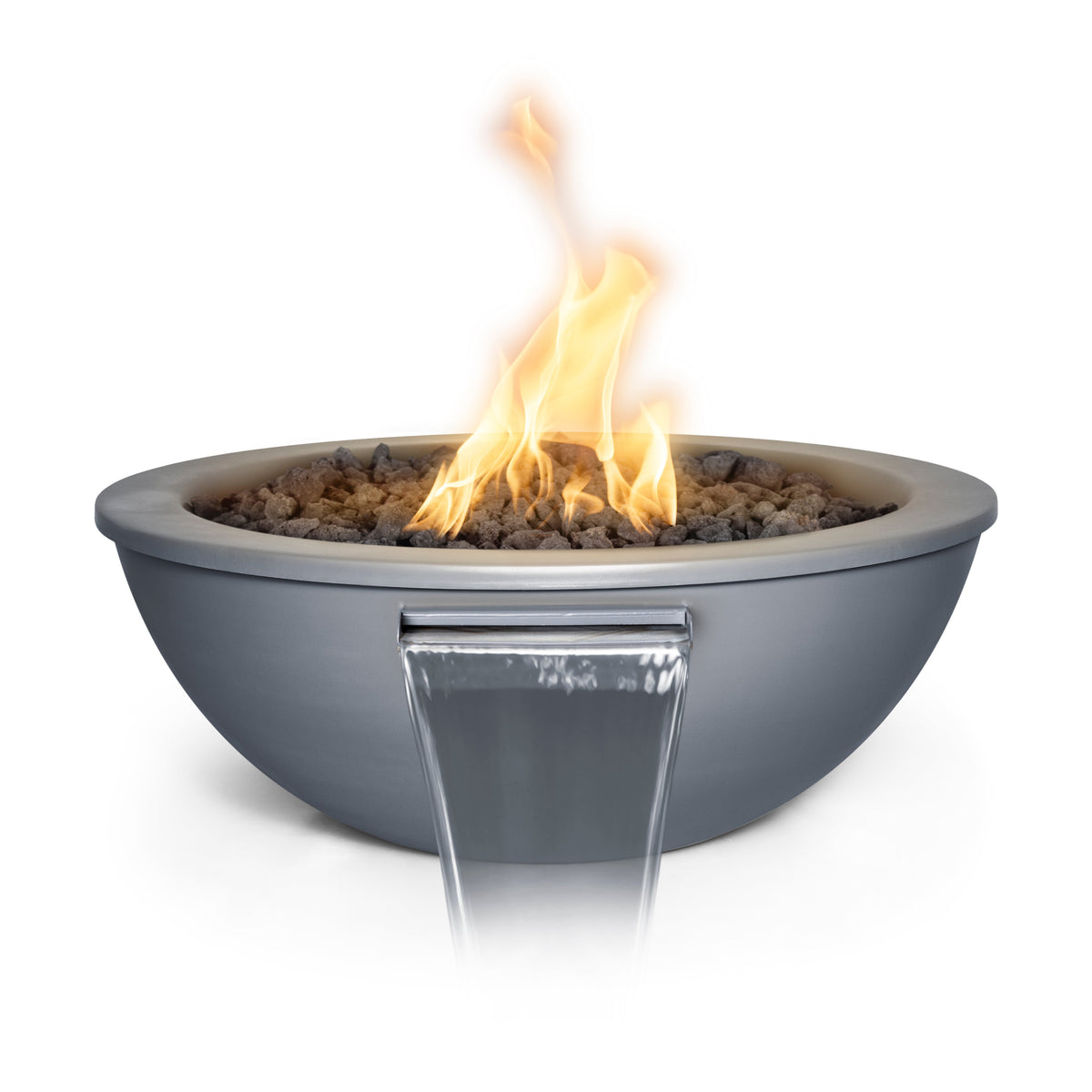 The Outdoor Plus Sedona Fire & Water Bowl - Metal Powder Coat (36" / Match Lit Ignition / Copper Vein)