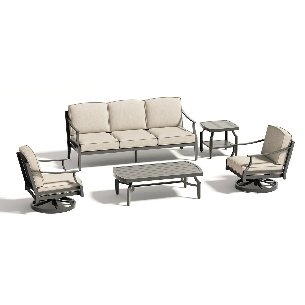 Tamarin 5 Pieces Aluminum Patio Conversation Set With Swivel Chair