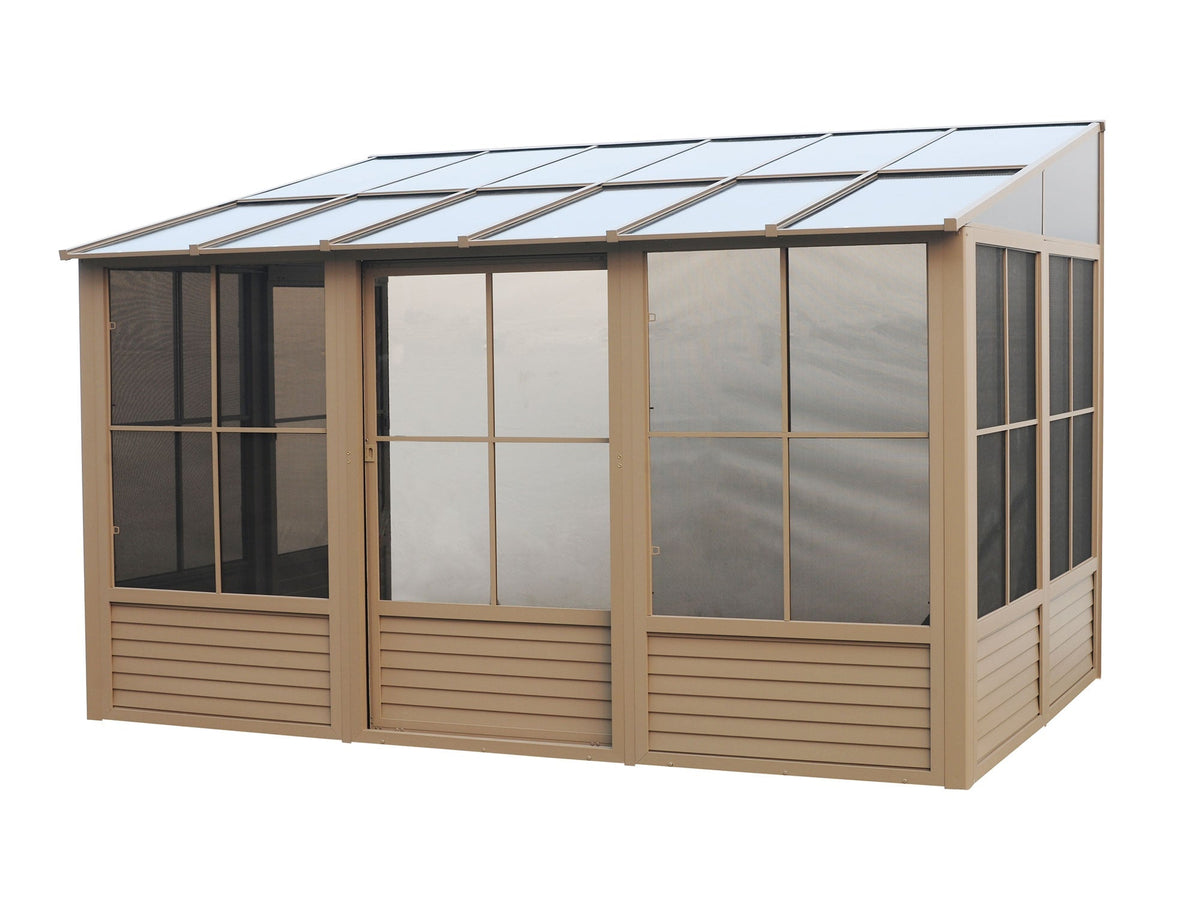 Gazebo Penguin Florence Wall-Mounted Solarium 10' x 16' Polycarbonate Roof (Sand)