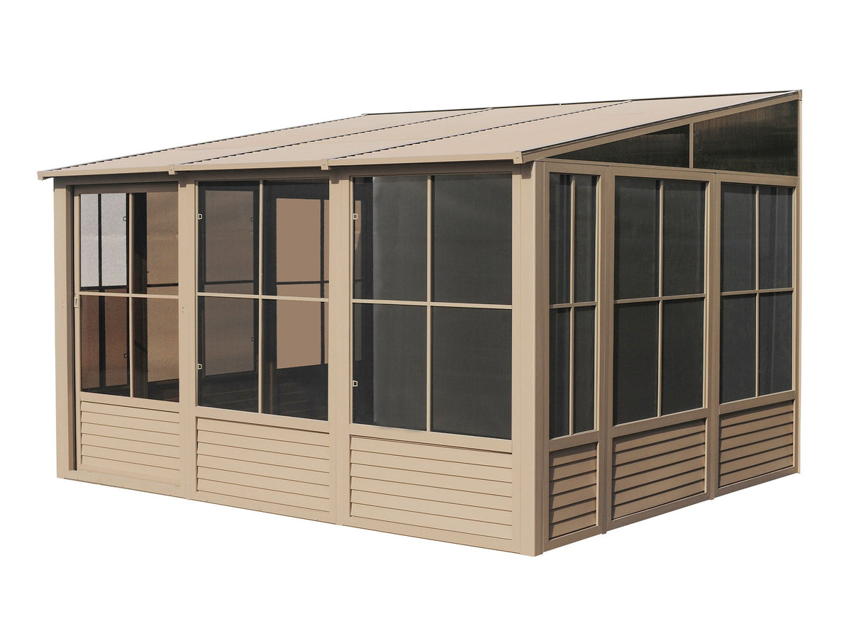 Gazebo Penguin Florence Wall-Mounted Solarium 10' x 12' Metal Roof (Slate)