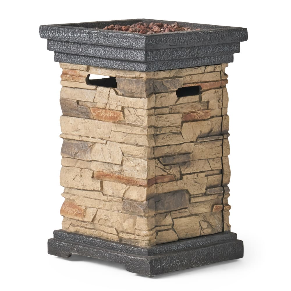 19.50'' Outdoor Firepit with Column Shape, Stone Gray - 40 000 BTU (Tank Inside) (Stone Gray)