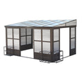 SolVista Aluminum Lean to Gazebo Sun Room with 2 Lockable Sliding Doors for Garden Patio Deck (10X14 FT)