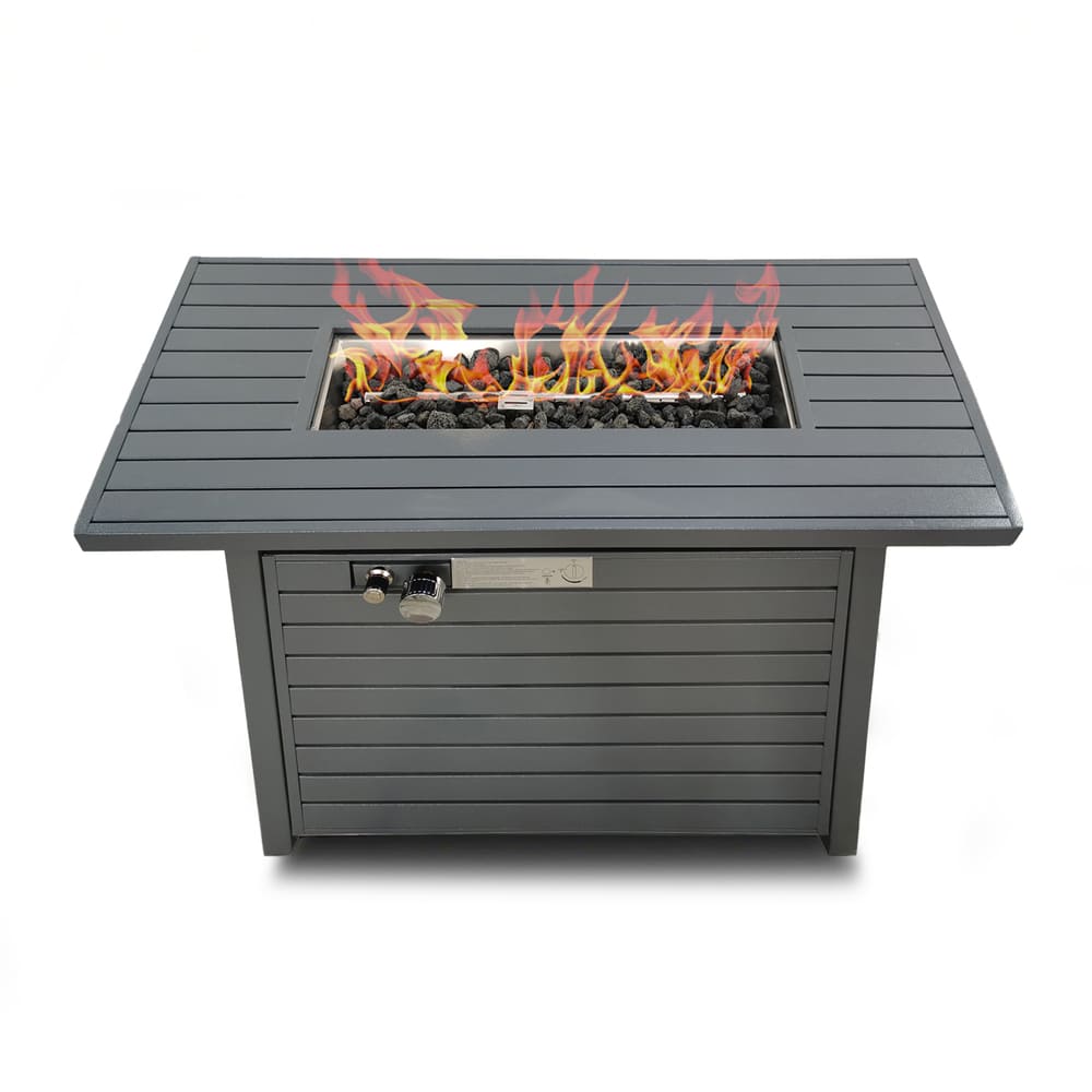 Steel Propane & Natural Gas Fire Pit Table Set with Lid – Durable Powder-Coated Steel Construction, Ideal for Outdoor Patio & Backyard Heating (Grey)