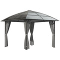 10' x 10' Pergola with Retractable Canopy & Curtains, Dark Grey