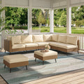 8 Piece PE Rattan Outdoor Sectional Sofa Set, All Weather Wicker Patio Conversation Set with Thick Cushions for Garden, Poolside, Backyard – Beige/Gray (Gray)